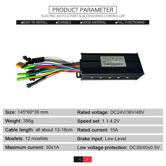 E-bike Controller for Motor 750W/1000W, 24V36V48V-30A, Sine Wave Three-Mode Controller - Image 2