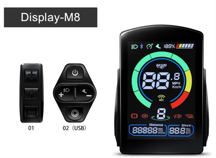 E-bike M8 Color LCD Display WP plug/SM plug
