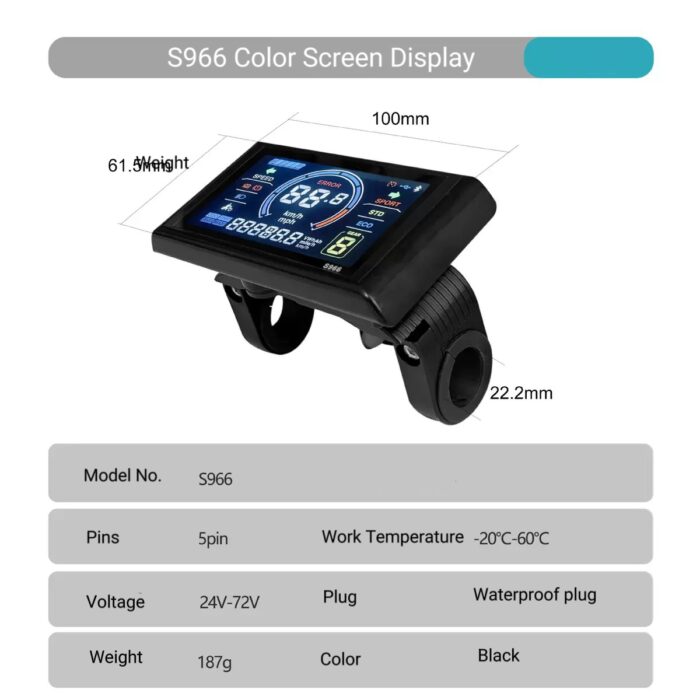 E-bike SW900 Color LCD Display(SW966) WP plug