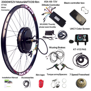 2000W/52V/MTX39 Rear Rim Wuxing Throttle E-Bike Conversion kits